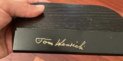 jsa  Tommy Henrich Autographed Signed baseball stand plaque authenticated  - Image 1 of 4