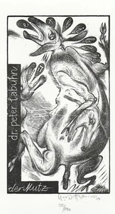 Exlibris - KARL GEORG HIRSCH - For Peter Labuhn - "The Mutz" -2014 - Signed - Picture 1 of 3