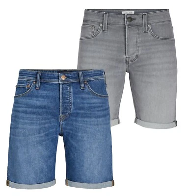 Paquete de 2 Pantalones Cortos Jack & Jones Denim Botón Mosca Calce Regular Azul Gris Foto 1 de 4