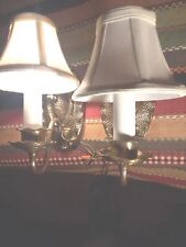 VINTAGE HAMMERED BRASS PAIR 10"T X4"W X6"D WALL SCONCE CANDLE LIGHT with SHADES 