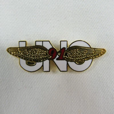 UNO Collector Lapel Pin White 1991 Sponsors Union Jack Pub Grill Restaurant Indy - Image 1 of 4