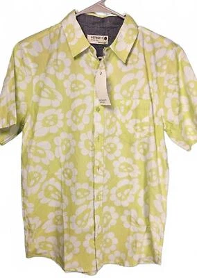 Retrofit Men's Lime Green Floral Short Sleeve Button-Up Shirt Size Small - Image 1 of 4