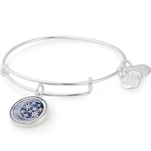 ALEX and ANI Shiny SILVER Art Infusion MOON and STARS BANGLE Bracelet - Picture 1 of 3