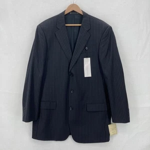 Blazer Emanuel Ungaro Para Hombres 44L Azul Marino Lana a Rayas 3 Botones Doble Ventilación Chaqueta Nuevo con Etiquetas - Imagen 1 de 19