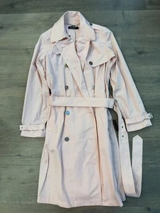 Lauren Ralph Lauren Taffeta Trench Coat Long Rain Jacket Light Blush Pink Women - Picture 1 of 13