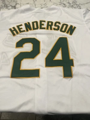 Camiseta de béisbol blanca Rickey Henderson Oakland A's Foto 1 de 4