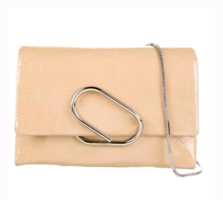 Bolso de hombro Phillip Lim 3.1 Alix $895 charol con solapa frontal beige cromo Foto 1 de 4