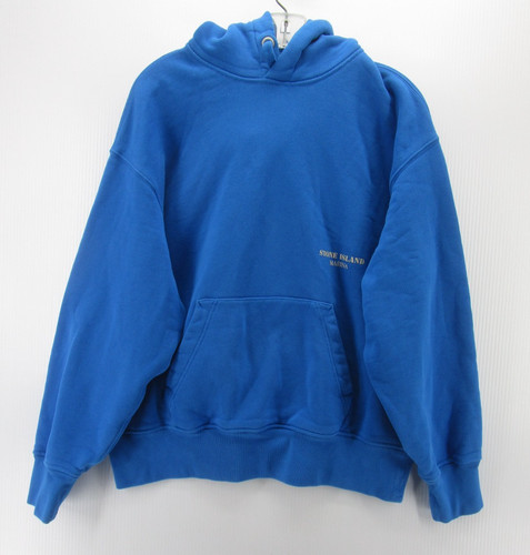Stone Island Felpa Uomo XL Blu Marina Pullover Felpa con Cappuccio Streetwear Pesante