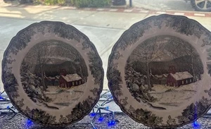 2 Johnson Brothers Friendly Village The School House 10” Dinner Plates - Picture 1 of 7