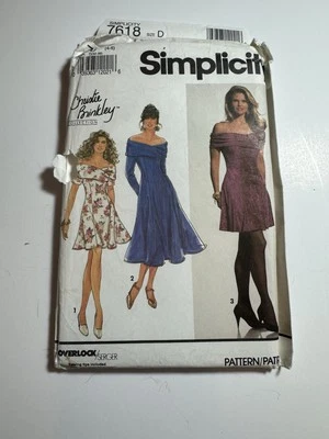 Simplicity Christie Brinkley Sewing Pattern 7618 Off Shoulder Dress sz 4,6,8 UC - Image 1 of 4