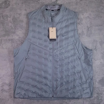 NIKE Therma-FIT ADV Repel Down Running Vest Mens 2XL Tall Grey Puffer - Image 1 of 4