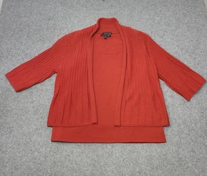 Eileen Fisher Pullover Set Damen klein rot orange 100% Wolle gerippt Cardigan Tank - Bild 1 von 17