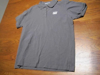 Camisa de trabajo CAT Caterpillar para mujer larga manga corta con botones gris con logotipo blanco Foto 1 de 4