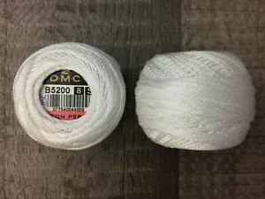 Menge 2 DMC Perle Baumwolle WEISS B5200 8S UPC 077540044009 174 Yards insgesamt - Bild 1 von 1