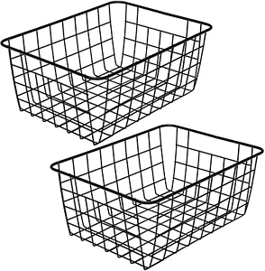 Kitchen Wire Baskets Farmhouse Metal Food Storage Organizer Built-In Handles - Picture 1 of 8