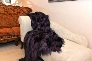 Special Deal 5' x 7' Rustic Purple Feather Faux Fur Throw Blanket Accent Decor - Picture 1 of 4