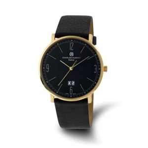 Mens Charles Hubert IP-plated Stainless Steel Black Dial Watch - Picture 1 of 5