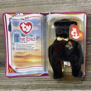 2000 McDonalds Happy Meal TY Beanie Babies THE END BLACK BEAR Teenie Original - Picture 1 of 4