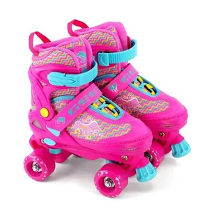 Kids 4 Wheel Quad Pink Roller Skates Boots For Girls & Boys Adjustable Sizes - Picture 1 of 21