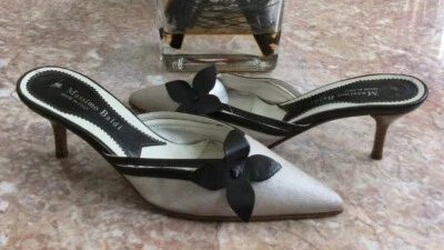 Massimo Baldi Women's Silver Leather Flower Kitten Heels Made in Italy Sz 6B EUC - Image 1 of 4