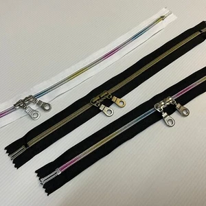 1pcs 16" 40cm Long Handbag 0 Zip Rainbow Black White Brass M1959 - Picture 1 of 5