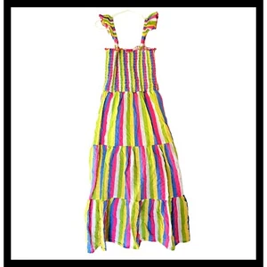 Zunie Girl's Cotton Long Dress Multicolored Stripes size 10 12 Years Maxi - Picture 1 of 8