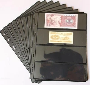 Lots 10 Pcs 4 Row Black Sleeves Holders Fit World Paper Money Banknote Bill - Picture 1 of 6