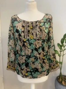 Diane von Furstenberg Blouse & Camisole Floral Print 3/4 Length Sleeves size 10 - Picture 1 of 10