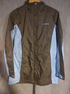 Columbia Omni-Tech Full Zip Hooded Windbreaker Jacket Women's Size Medium Brn/Bl - Picture 1 of 9