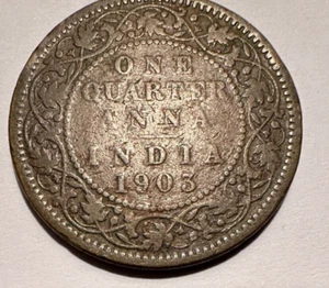 1903 BRITISH INDIA ONE QUARTER ANNA COIN KING EDWARD VII KM#501 - Picture 1 of 4