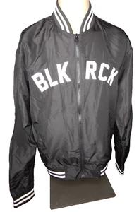BLACK ROCK COFFEE BAR black nylon windbreaker zip up jacket adult M - Picture 1 of 7