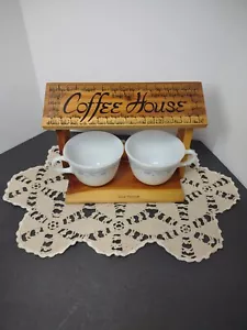 Vintage Wooden West Virginia coffee house and pyrex cups - Picture 1 of 13