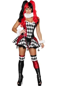Sexy Adult Women Court Jester Cutie Clown Harlequin Costume Size S-Missing part - Picture 1 of 7
