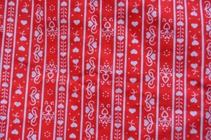 1.5 yds vtg Wamsutta Hearts Stripes Red White Cotton Fabric 44"w - Picture 1 of 2