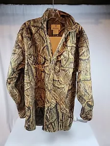 Browning Hunting Fleece Jacket Button Down Mossy Oak Camo Green Front Pockets - Picture 1 of 10