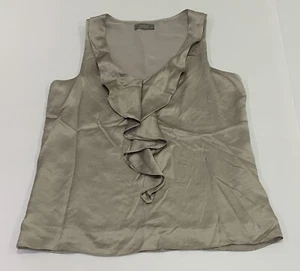 Ladies size 12 silver JACQUI E Silk Decorative Casual Sleeveless Top - VGC - Picture 1 of 7