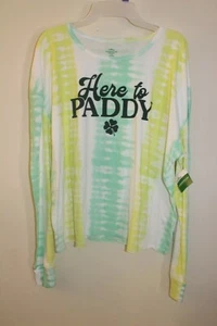 NUEVA Camiseta Top Junior Here to Paddy Tie Dye Manga Larga Irlandesa San Patricio - Imagen 1 de 4