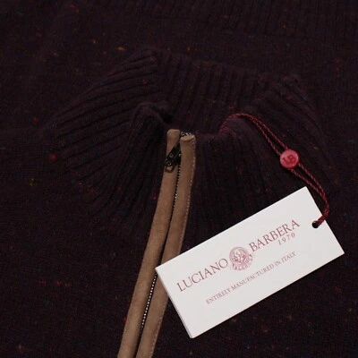Luciano Barbera NWT 1/4 Zip Sweater Size 56 US 2XL Purple/Burgundy Wool Blend - Image 1 of 4