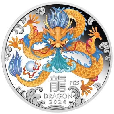 2024 Australia COLORED PROOF Lunar Year of the Dragon 1oz Silver $1 Coin "P125" - Image 1 of 4