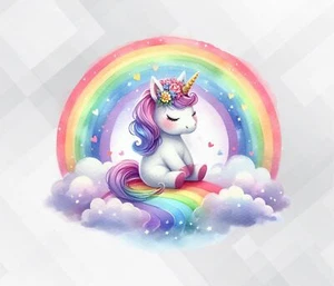 Pastel Rainbow Unicorn Girls Watercolour vinyl sticker decal kl815 - Picture 1 of 4