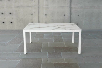 Extendable Dining Table Extra Clear Glass Modern Metal Base - Image 1 of 4