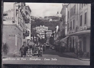 Cartolina Bordighera Corso Italia Albergo Centrale ANIMATA AUTO GA335 - Foto 1 di 1