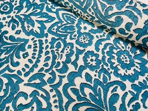 Cortinas abstractas de tela con estampado floral para decoración del hogar material 140 cm de ancho azul crema - Imagen 1 de 8