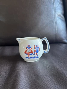 Vintage Made in Czechoslovakia Dutch Couple Red Blue Milk Pitcher White - Picture 1 of 7