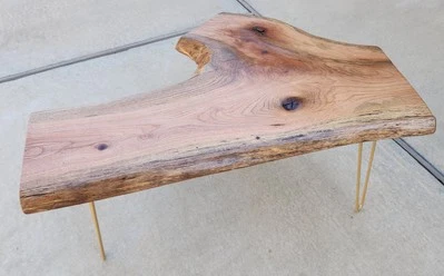 Live Edge Red Oak Coffee Table Rustic Solid Wood Side Table 36"x24"  18" Tall - Image 1 of 4