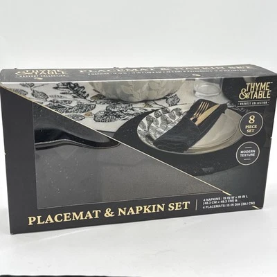 Place Setting Harvest Collection 8 Pc Set 4 Napkin 4 Round Placemat Black Gold - Image 1 of 4