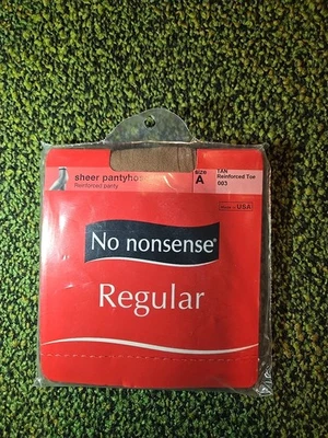 NEW No Nonsense VTG Regular Nylon Reinforced Toe TAN Pantyhose Size A 003 - Image 1 of 2
