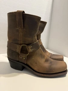 Frye Harness 8R Damenstiefel Größe 8,5 M braun Leder eckige Zehenpartie kurz hergestellt in den USA - Bild 1 von 17