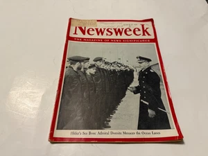 Newsweek Magazine March 29, 1943 Hitler's Sea Boss Admiral Doenitz 524 - Imagen 1 de 1