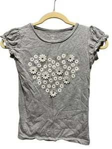 Carter’s Kids Gray Daisy Heart Tee – Size 10 - Picture 1 of 3